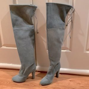 OVER THE KNEE BLUE JEAN BOOTS